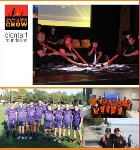 Clontarf students in four different photos in a team