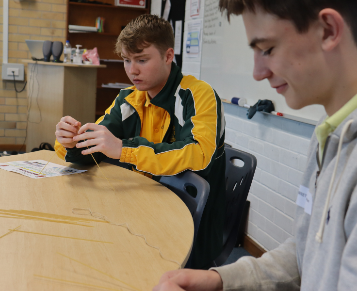 a student working on a craft project